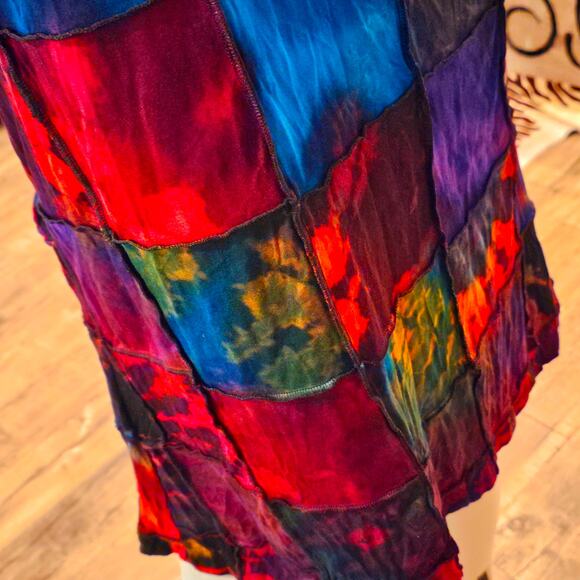 Patchwork Tie Dye Batik Long Cardigan Kimono OS NWT - Picture 6 of 12